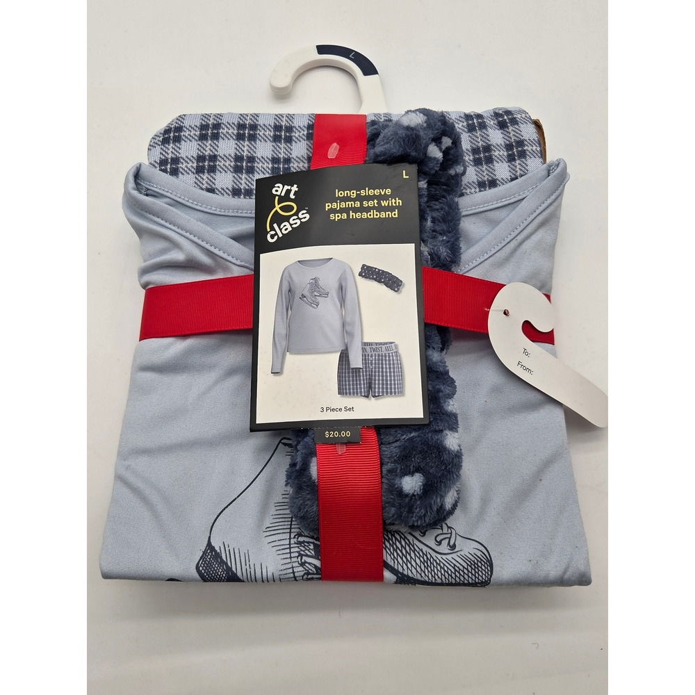 Art Class Girls Large Ice Skating Pajama Set Spa Headband 3 Piece 101-873